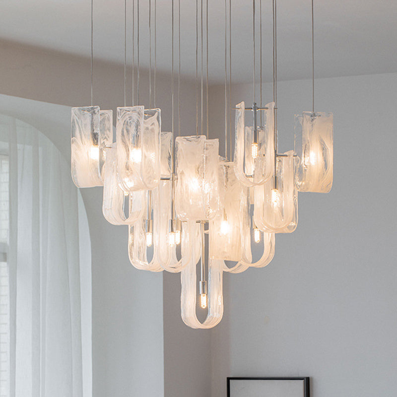 Traditional French Dome Round Geometry Transparent Glass Carbon Steel 1/7/13/19 - Light Chandelier For Living Room