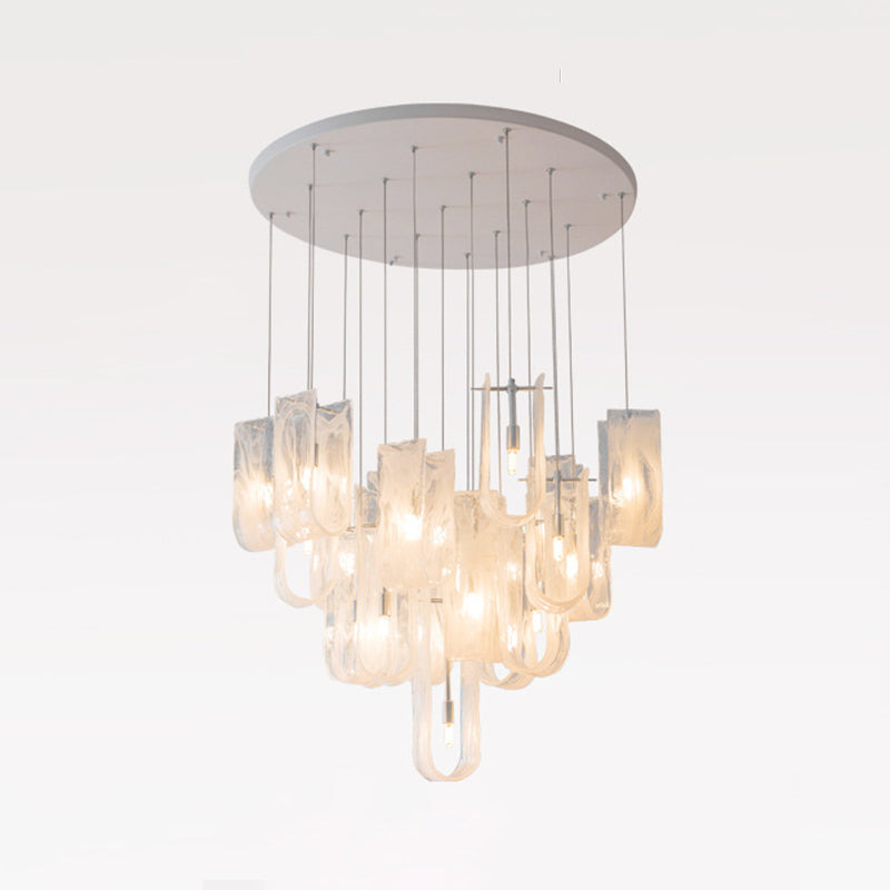 Traditional French Dome Round Geometry Transparent Glass Carbon Steel 1/7/13/19 - Light Chandelier For Living Room
