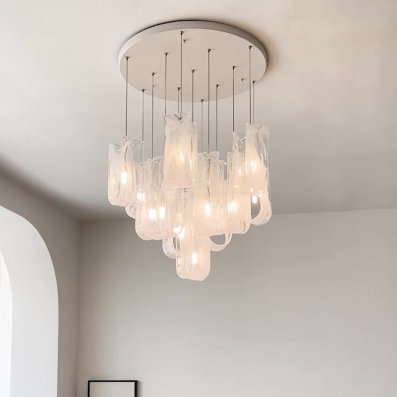 Traditional French Dome Round Geometry Transparent Glass Carbon Steel 1/7/13/19 - Light Chandelier For Living Room