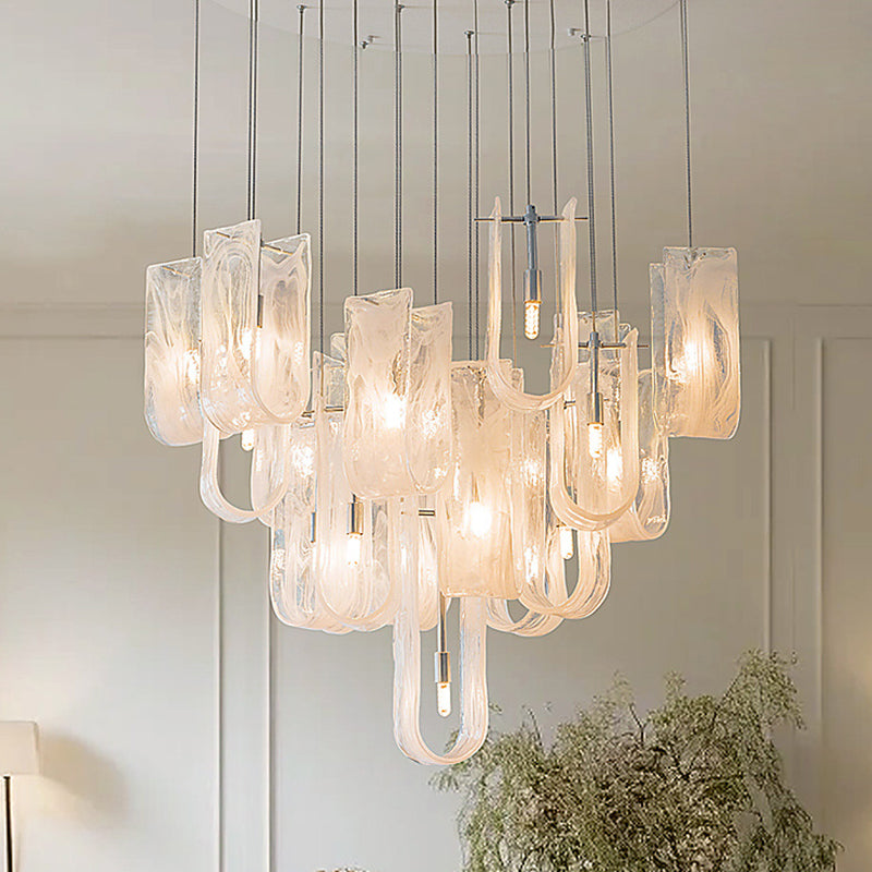 Traditional French Dome Round Geometry Transparent Glass Carbon Steel 1/7/13/19 - Light Chandelier For Living Room