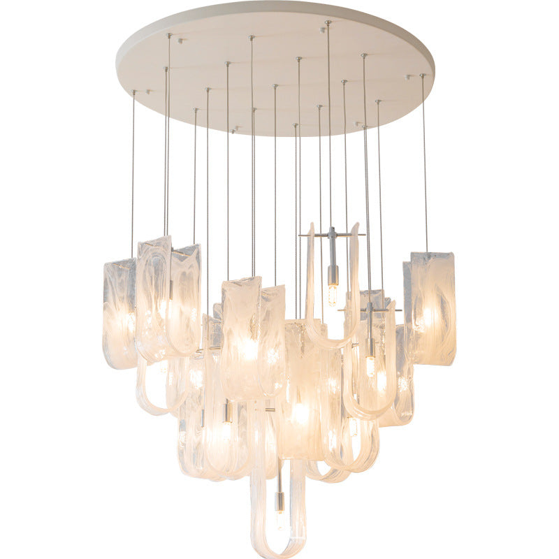 Traditional French Dome Round Geometry Transparent Glass Carbon Steel 1/7/13/19 - Light Chandelier For Living Room