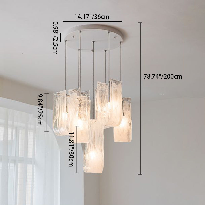Traditional French Dome Round Geometry Transparent Glass Carbon Steel 1/7/13/19 - Light Chandelier For Living Room