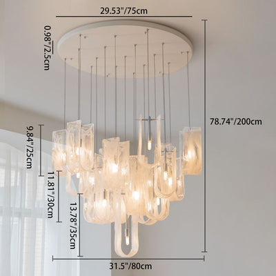 Traditional French Dome Round Geometry Transparent Glass Carbon Steel 1/7/13/19 - Light Chandelier For Living Room