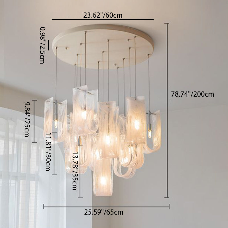 Traditional French Dome Round Geometry Transparent Glass Carbon Steel 1/7/13/19 - Light Chandelier For Living Room