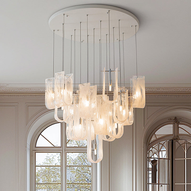 Traditional French Dome Round Geometry Transparent Glass Carbon Steel 1/7/13/19 - Light Chandelier For Living Room