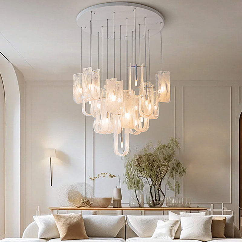 Traditional French Dome Round Geometry Transparent Glass Carbon Steel 1/7/13/19 - Light Chandelier For Living Room