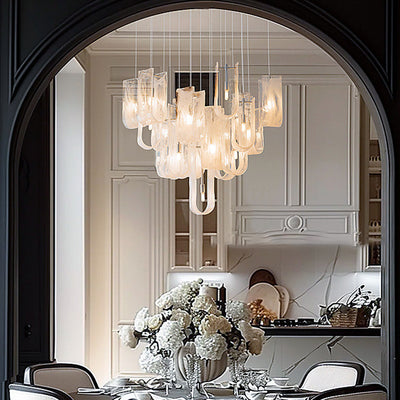 Traditional French Dome Round Geometry Transparent Glass Carbon Steel 1/7/13/19 - Light Chandelier For Living Room