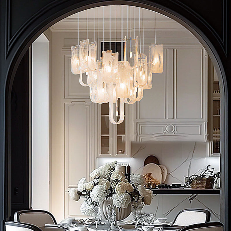Traditional French Dome Round Geometry Transparent Glass Carbon Steel 1/7/13/19 - Light Chandelier For Living Room