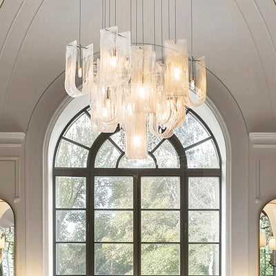 Traditional French Dome Round Geometry Transparent Glass Carbon Steel 1/7/13/19 - Light Chandelier For Living Room