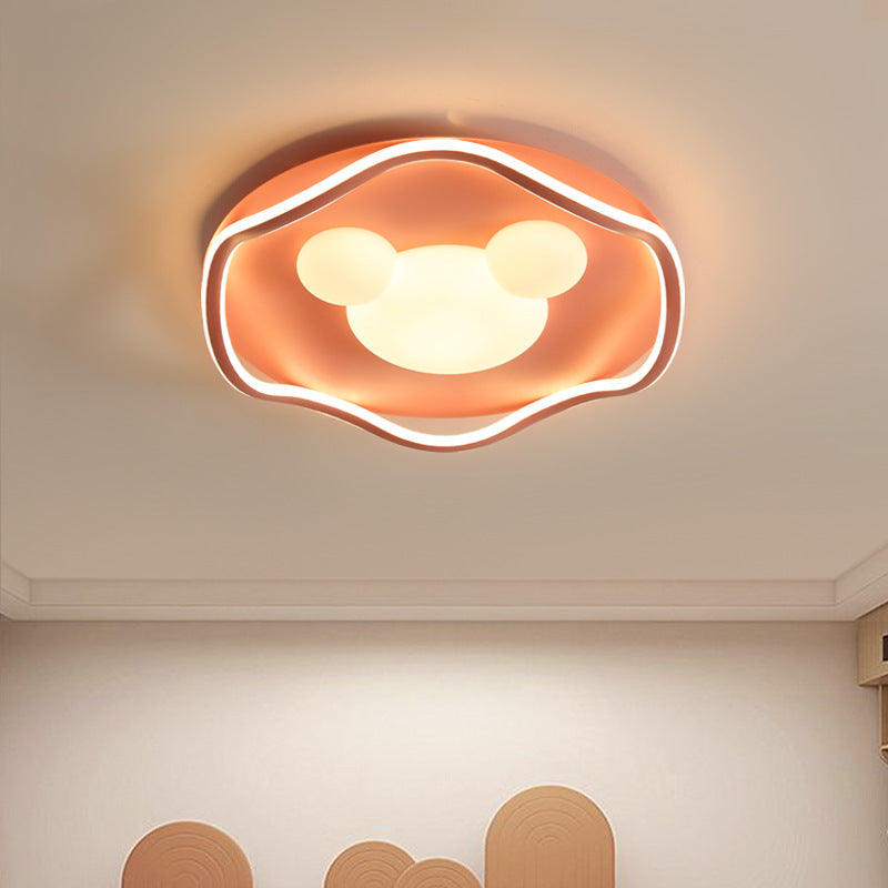 Contemporary Creative Corrugated Edge Mickey Iron Acrylic Aluminum LED Flush Mount Ceiling Light For Bedroom