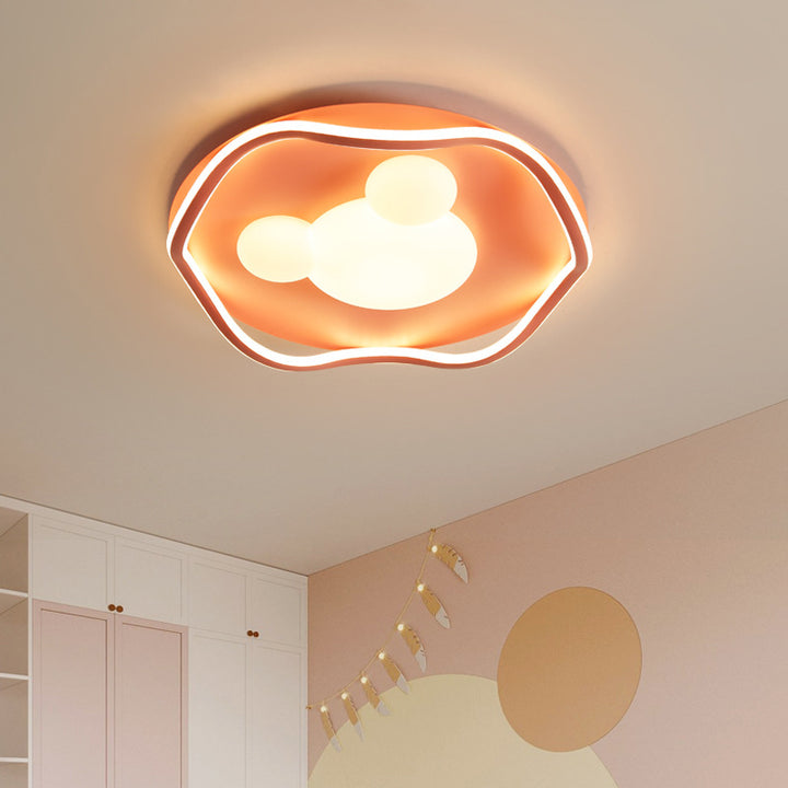 Zeitgenössische kreative gewellte Kante Mickey Eisen Acryl Aluminium LED Deckenleuchte für Schlafzimmer 