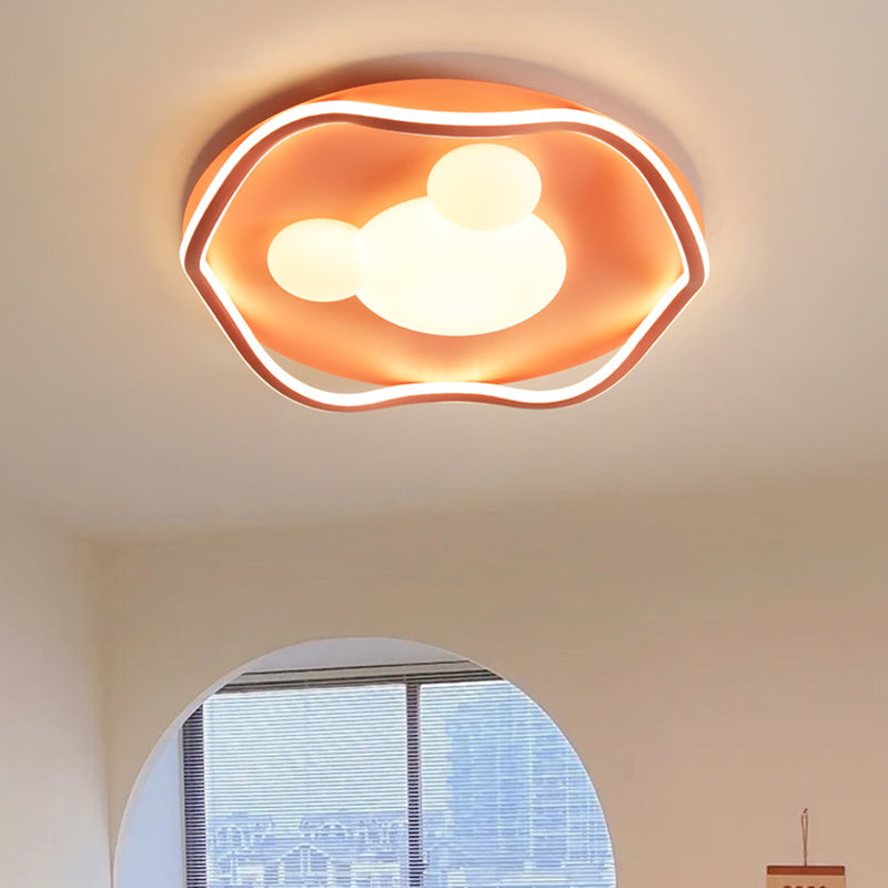 Contemporary Creative Corrugated Edge Mickey Iron Acrylic Aluminum LED Flush Mount Ceiling Light For Bedroom