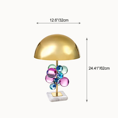 Modern Luxury Crystal Orb Semicircle Lampshade Hardware Marble 1 - Light Table Lamp For Bedroom