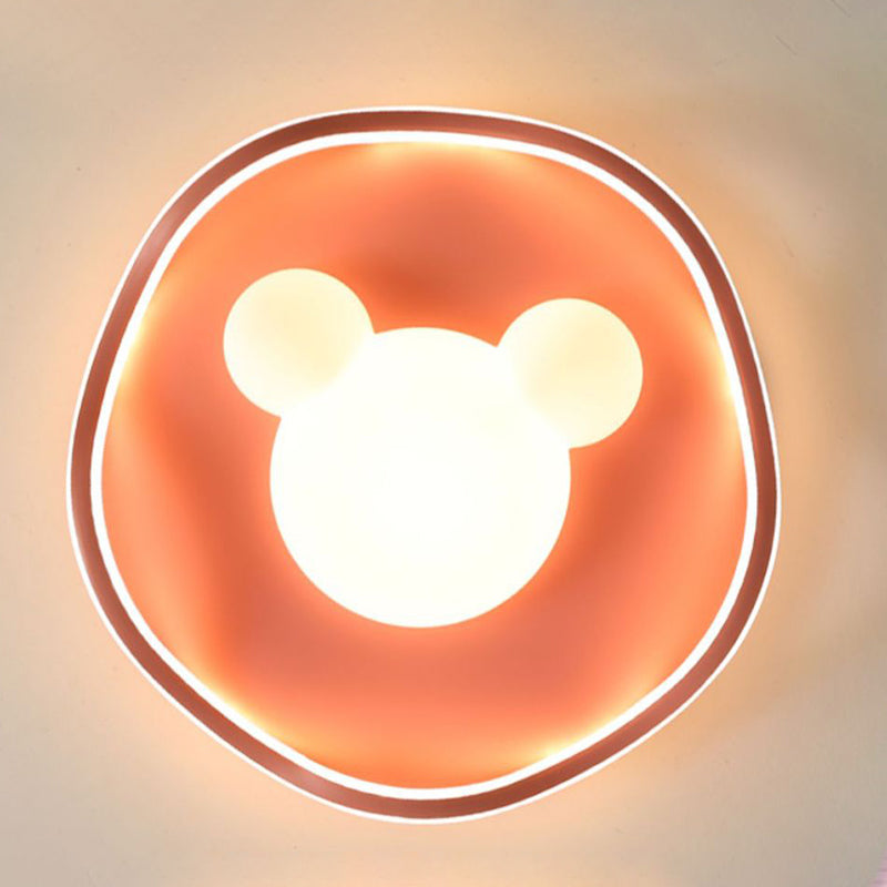Contemporary Creative Corrugated Edge Mickey Iron Acrylic Aluminum LED Flush Mount Ceiling Light For Bedroom