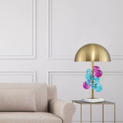 Modern Luxury Crystal Orb Semicircle Lampshade Hardware Marble 1 - Light Table Lamp For Bedroom