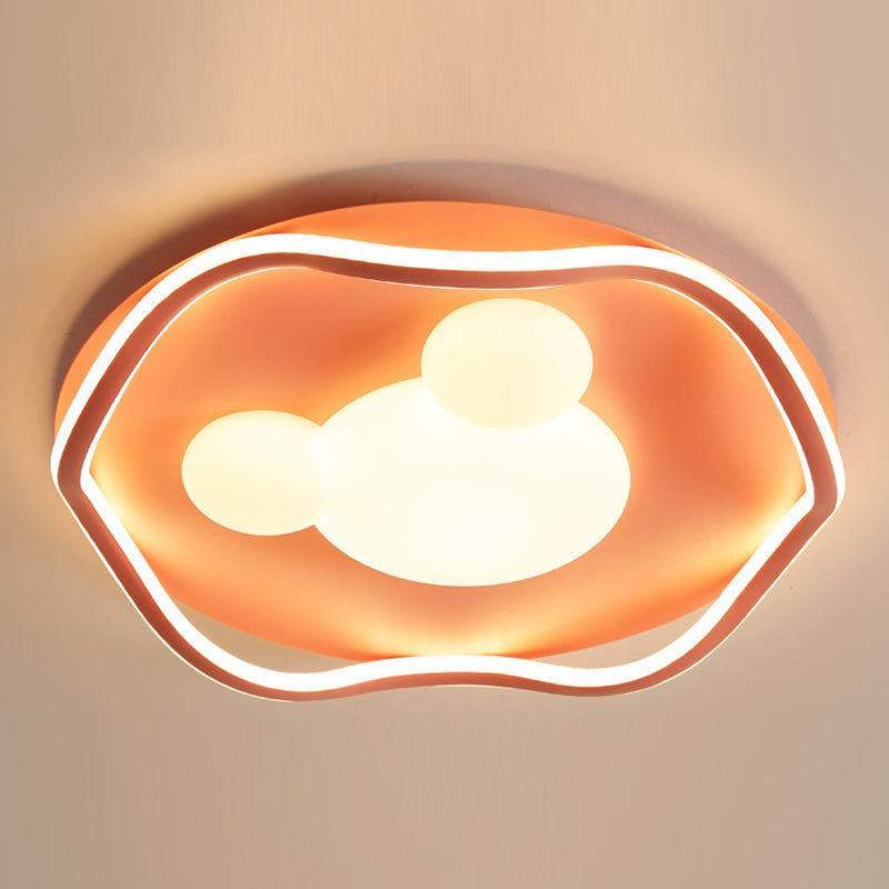 Contemporary Creative Corrugated Edge Mickey Iron Acrylic Aluminum LED Flush Mount Ceiling Light For Bedroom