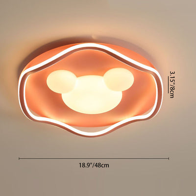 Contemporary Creative Corrugated Edge Mickey Iron Acrylic Aluminum LED Flush Mount Ceiling Light For Bedroom