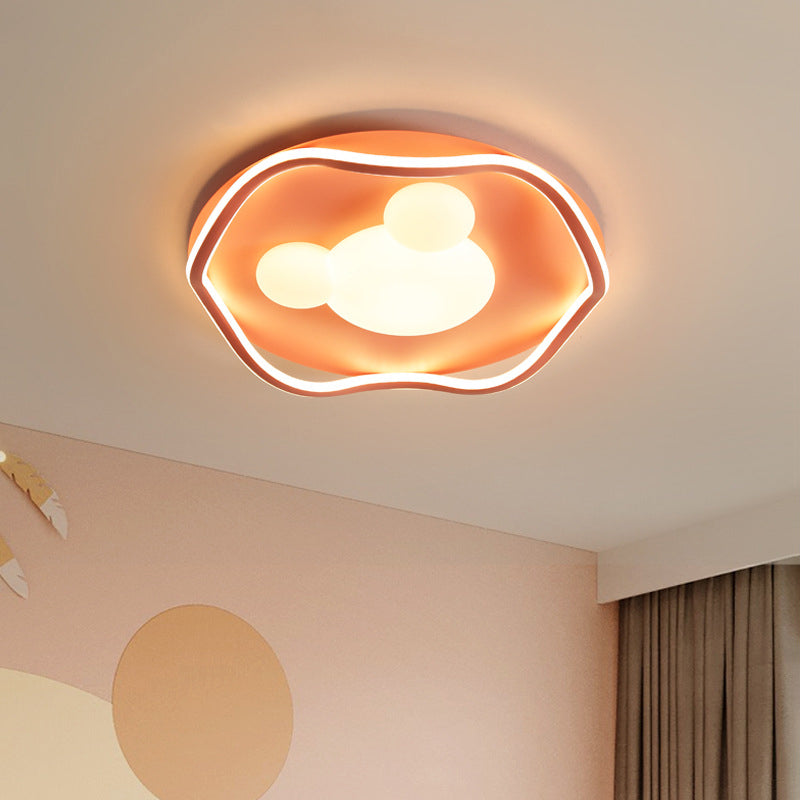 Contemporary Creative Corrugated Edge Mickey Iron Acrylic Aluminum LED Flush Mount Ceiling Light For Bedroom