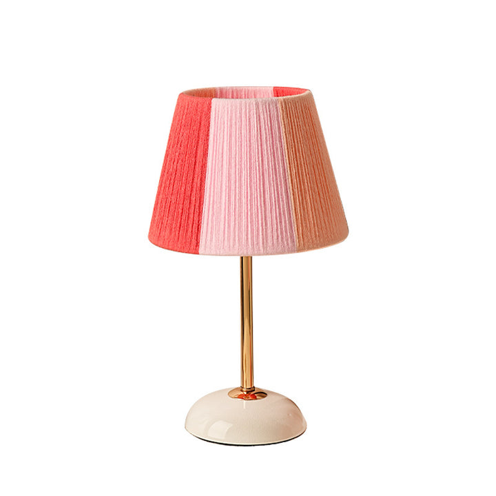 Contemporary Nordic Trapezoid Colorful Wool Yarn Lampshade Iron Base 1 - Light Table Lamp For Bedroom