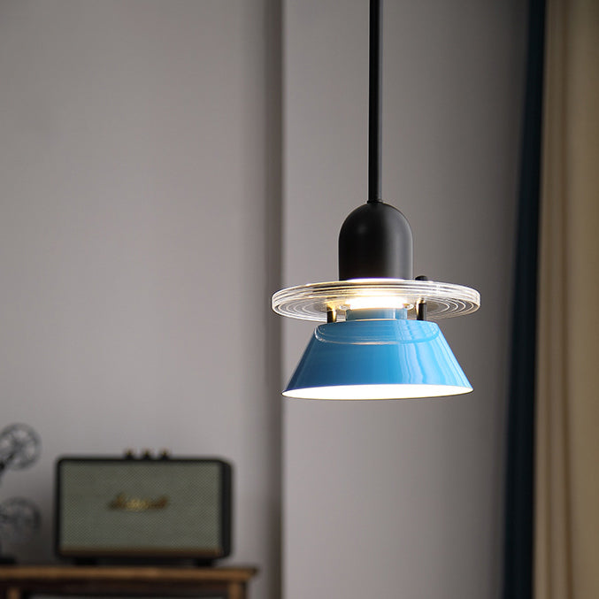 Zeitgenössische nordische Macarons UFO-Form Acryl Eisen 1 - Licht Pendelleuchte für Schlafzimmer 