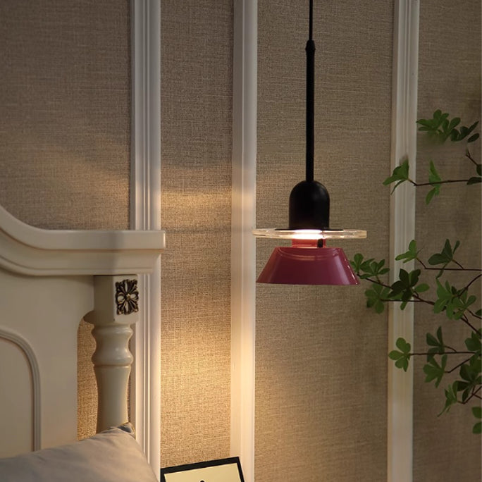 Zeitgenössische nordische Macarons UFO-Form Acryl Eisen 1 - Licht Pendelleuchte für Schlafzimmer 