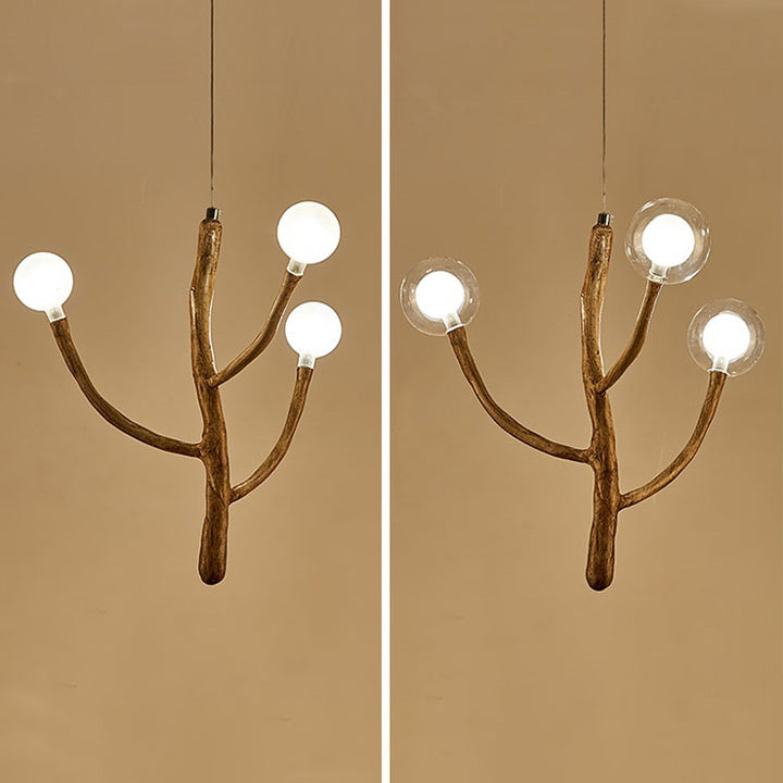Traditional Japanese Dome Tree Branch Orbs Polymer Glass Hardware 3/6/9/12/15 - Light Chandelier For Dining Room