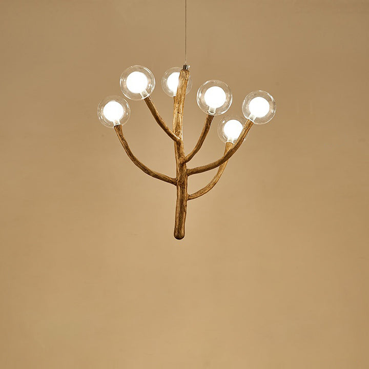 Traditional Japanese Dome Tree Branch Orbs Polymer Glass Hardware 3/6/9/12/15 - Light Chandelier For Dining Room