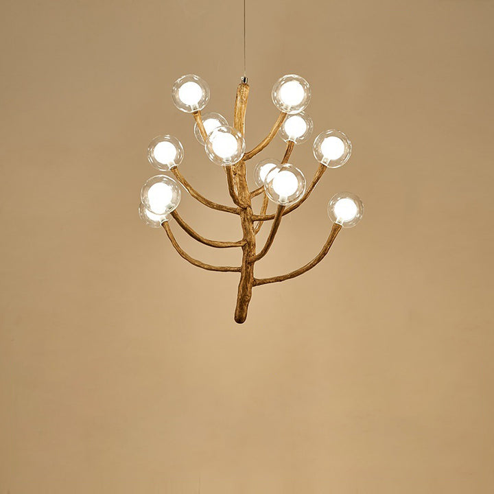 Traditional Japanese Dome Tree Branch Orbs Polymer Glass Hardware 3/6/9/12/15 - Light Chandelier For Dining Room