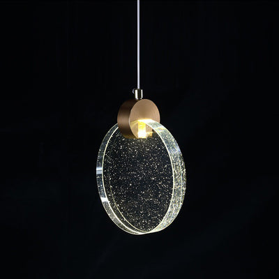 Modern Luxury Dome Round Crystal Lampshade Hardware LED Pendant Light For Bedroom
