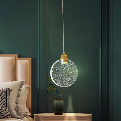 Modern Luxury Dome Round Crystal Lampshade Hardware LED Pendant Light For Bedroom