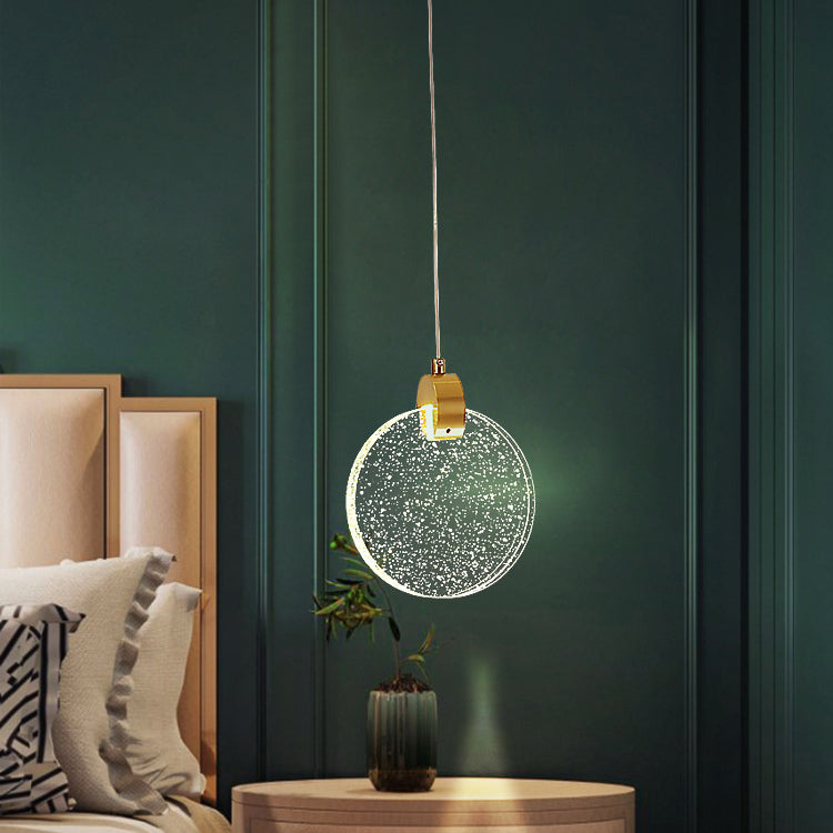 Modern Luxury Dome Round Crystal Lampshade Hardware LED Pendant Light For Bedroom