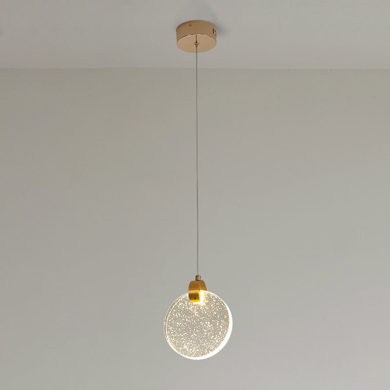Modern Luxury Dome Round Crystal Lampshade Hardware LED Pendant Light For Bedroom
