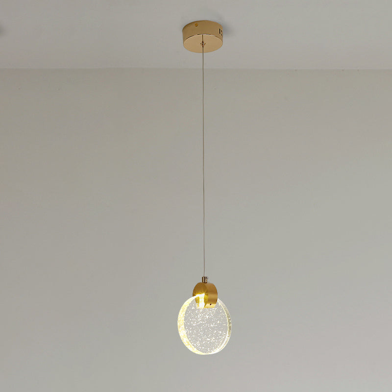 Modern Luxury Dome Round Crystal Lampshade Hardware LED Pendant Light For Bedroom