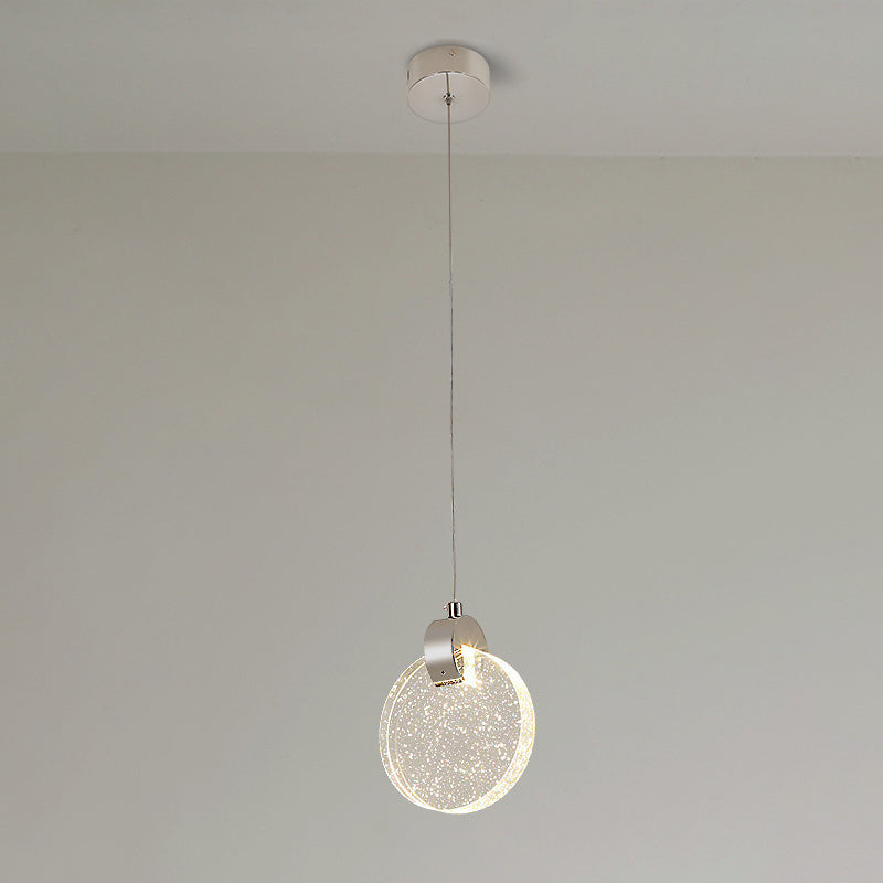 Modern Luxury Dome Round Crystal Lampshade Hardware LED Pendant Light For Bedroom
