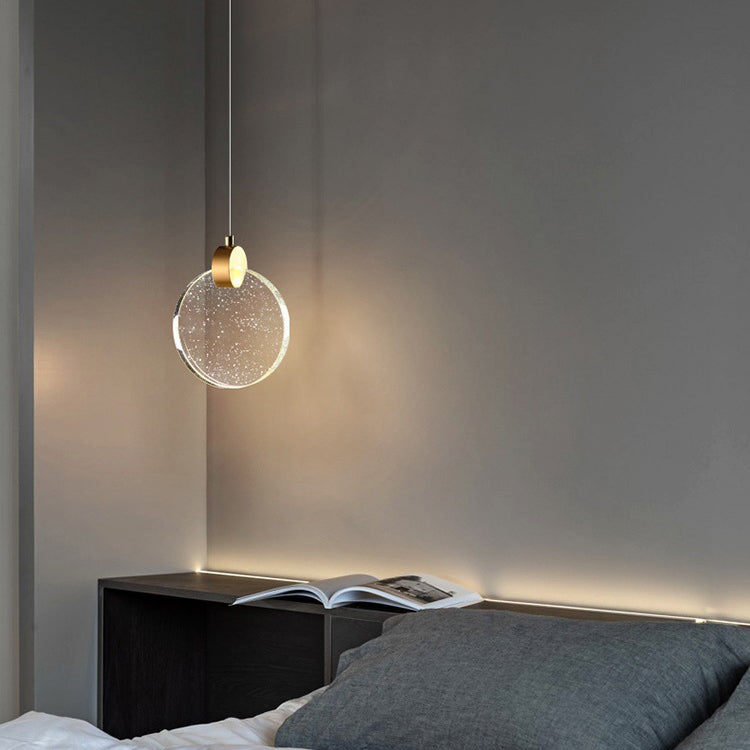 Modern Luxury Dome Round Crystal Lampshade Hardware LED Pendant Light For Bedroom