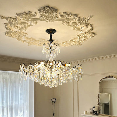 Traditional French Dome Branch Curved Rod Crystal Iron Glass 14 - Light Chandelier For Living Room