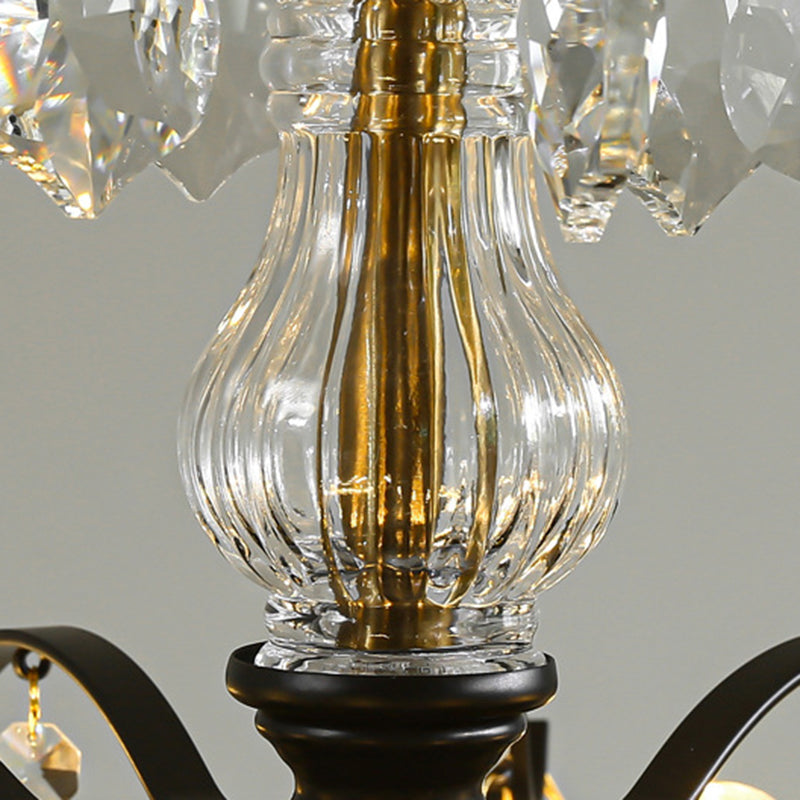 Traditional French Dome Branch Curved Rod Crystal Iron Glass 14 - Light Chandelier For Living Room
