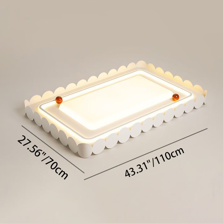 Contemporary Nordic Cream Round Square Rectangle Iron Acrylic LED Flush Mount Ceiling Light For Bedroom