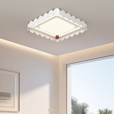 Contemporary Nordic Cream Round Square Rectangle Iron Acrylic LED Flush Mount Ceiling Light For Bedroom