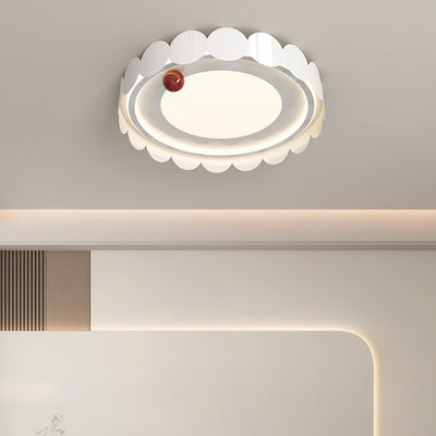 Contemporary Nordic Cream Round Square Rectangle Iron Acrylic LED Flush Mount Ceiling Light For Bedroom
