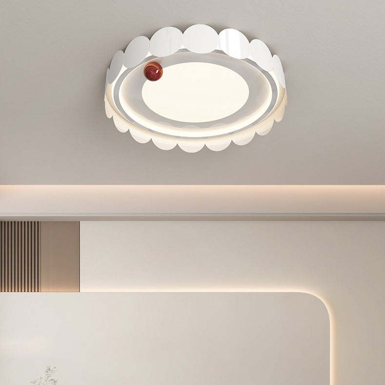 Contemporary Nordic Cream Round Square Rectangle Iron Acrylic LED Flush Mount Ceiling Light For Bedroom