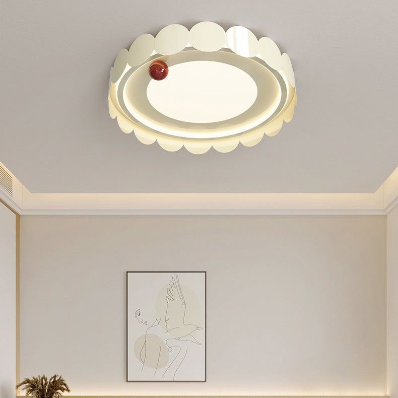 Contemporary Nordic Cream Round Square Rectangle Iron Acrylic LED Flush Mount Ceiling Light For Bedroom