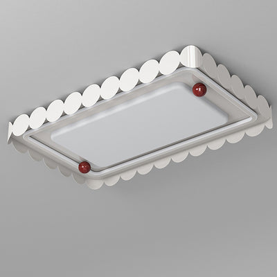 Contemporary Nordic Cream Round Square Rectangle Iron Acrylic LED Flush Mount Ceiling Light For Bedroom