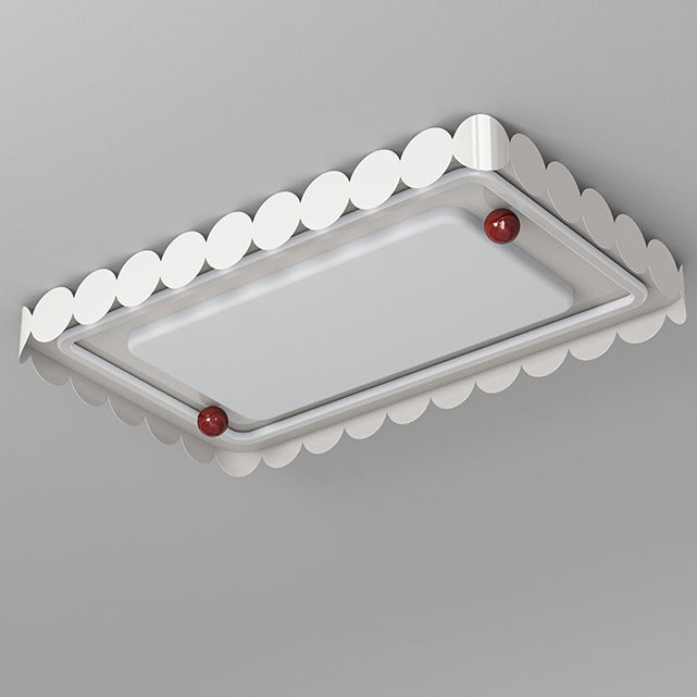 Contemporary Nordic Cream Round Square Rectangle Iron Acrylic LED Flush Mount Ceiling Light For Bedroom