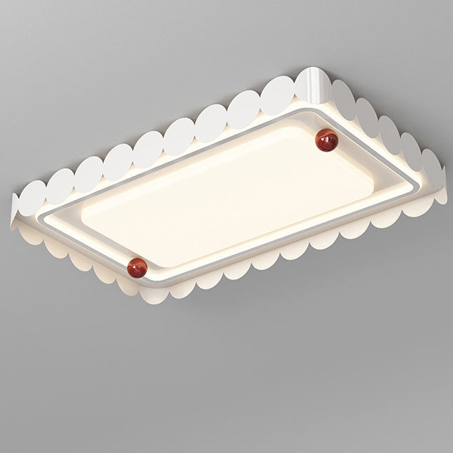 Contemporary Nordic Cream Round Square Rectangle Iron Acrylic LED Flush Mount Ceiling Light For Bedroom