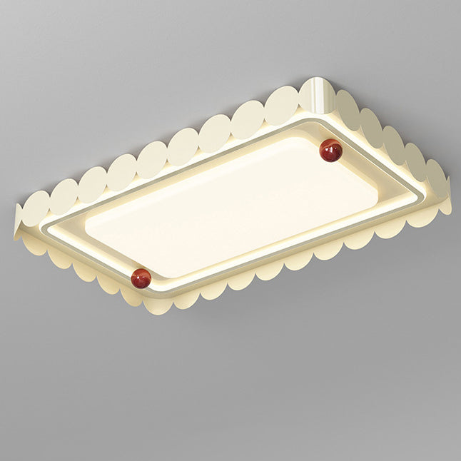 Contemporary Nordic Cream Round Square Rectangle Iron Acrylic LED Flush Mount Ceiling Light For Bedroom