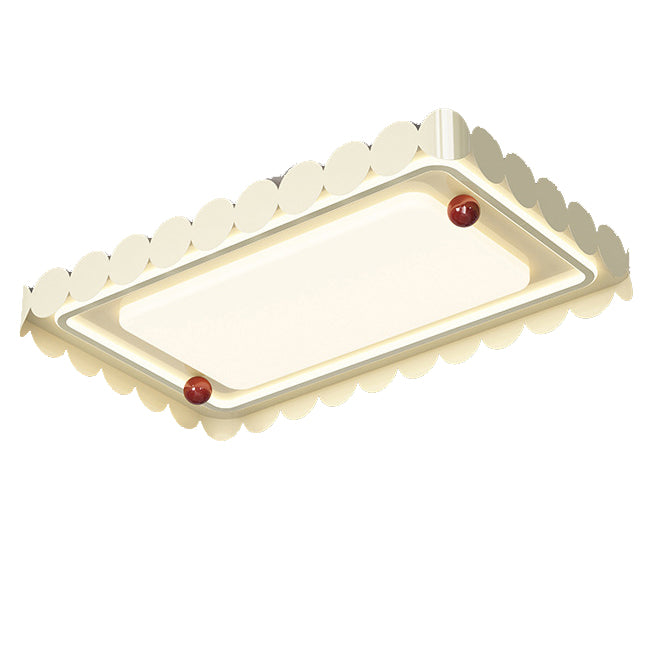 Contemporary Nordic Cream Round Square Rectangle Iron Acrylic LED Flush Mount Ceiling Light For Bedroom