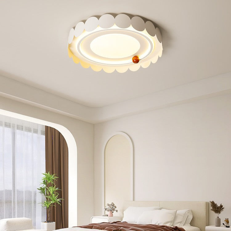 Contemporary Nordic Cream Round Square Rectangle Iron Acrylic LED Flush Mount Ceiling Light For Bedroom