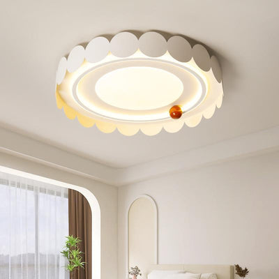 Contemporary Nordic Cream Round Square Rectangle Iron Acrylic LED Flush Mount Ceiling Light For Bedroom