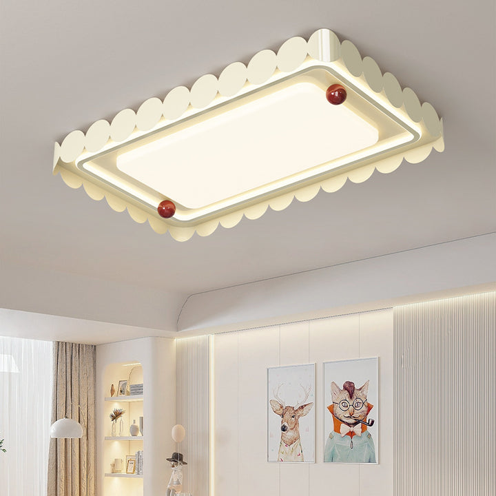 Contemporary Nordic Cream Round Square Rectangle Iron Acrylic LED Flush Mount Ceiling Light For Bedroom